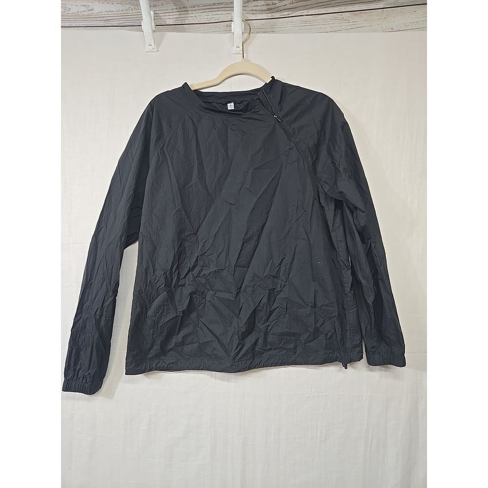 Athleta Windbreaker Pullover Jacket Black Asymmetrical Shoulder Zip Women's S‎